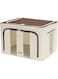 Tazweeq Clothes Storage Bags Organizer Container, with Steel Frame, Waterproof, 24L Foldable Oxford Bins Set, with Clear Window &amp; Reinforced Carry Handles, Large Capacity for Closet