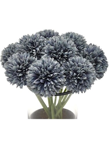 Blooming Paradise 10Pcs Artificial Fake Flower Plants Silk Chrysanthemum Ball Hydrangea Arrangements Wedding Bouquets Decor Home Kitchen Garden Party Table Floral centerpieces DIY (Gray)