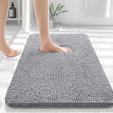 Najam Bathroom Rugs,80x50 cm Extra Soft Absorbent Chenille Bath Rugs, Rubber Backing Quick Dry, Machine Washable Bath Mats for Bathroom Floor, Tub and Shower, Home Decor Accessories, Grey