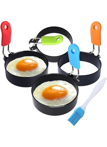 Yuroochii 4 Pack Egg Ring for Frying Eggs Stainless Steel Egg Mould Cooking Rings for Fried Egg, Shaping Egg, Muffins, Pancakes