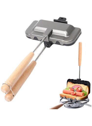 SOPTEC Toasted Sandwich Maker - Double Sided Baking Pan Frying Maker,Detachable Hot Dog Toaster and Grilled Cheese Maker for Pancakes, Toast
