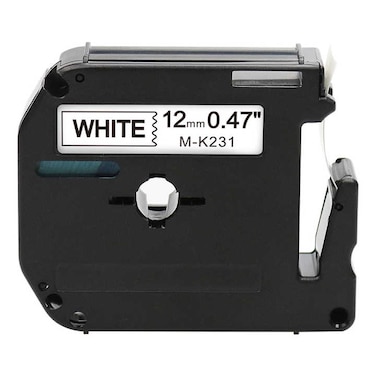Aimo 12mm M-K231 P Touch Black on White Laminated Label Tape for Brother Aze-231 and also compatible with all 12mm tape