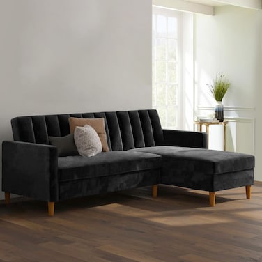 Karnak Klippan 3-Seater L-Shape Velvet Sofa - Dim Gray