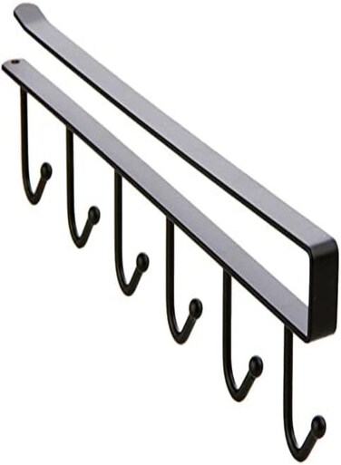 Tepengdie Mug Hooks Under Cabinet Cups Wine Glasses Storage Hook Multifunction Nail Free Coffee Cups Holder Kitchen Utensil Holder Wrought Iron Cabinet Storage Rack,Hangers For Kitchen (Black)