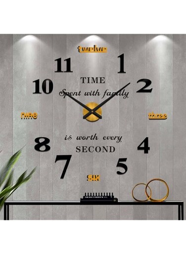 Vangold Modern Mute DIY Frameless Large Wall Clock (Black/ Gold, 14)