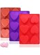 3 Packs 6 Cavities Heart Shaped Silicone Mold (Purple, Red, Brown), findTop Baking Mold Cake Pan, Biscuit Chocolate Mold, Ice Cube Tray, Soap Mold