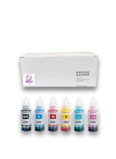 compatible EcoTank 673 Ink Bottles Set Compatible for Epson Printer L800 L805 L810 L850 L1800 Black,Cyan, Yellow, magenta,Light cyan , Light Magenta