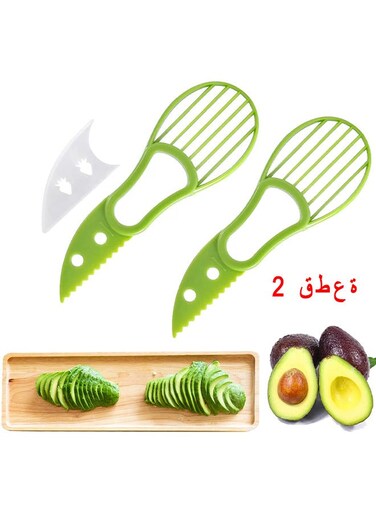 2PCS Avocado Peeler 3 In 1 Avocado Slicer Tool, Three In One Avocado Slicer, Green Avocado Cutter And Scooper For Fruits And Vegetable, Peel Avocado Slicer Pitter, Plastic Avocado Knife