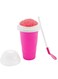 Slushie Cup DIY Slushy Maker Ice Cup Silica Cup Pinch Cup Summer Cooler Smoothies Cup Double Layer Squeeze Cup Slush Maker Cup Home DIY Smoothie Cup for Children and Adult(Pink)