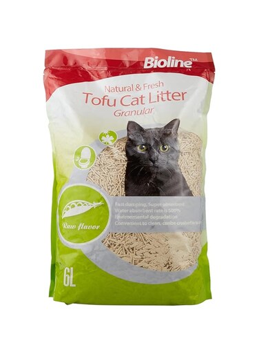 Bioline Natural and Fresh Tofu Cat Litter Granular Raw Flavour Flushable 6 Litre