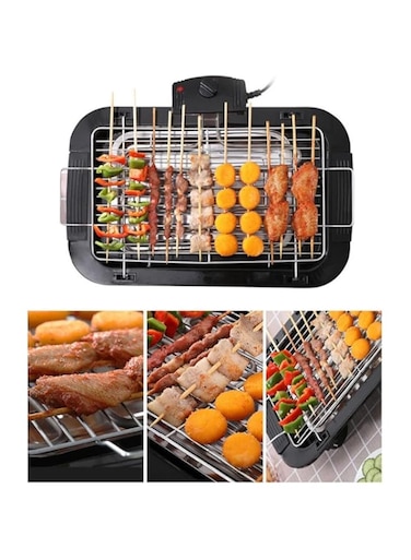 Electric Barbecue Grill - Smoke free Portable Table BBQ Grilling   Temperature Adjustment   High Power BBQ Grill, Home Dinner Camping Travel Hiking