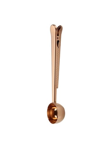 in 1 Coffee Spoon With Clip Stainless Steel Tablespoon With long handle Sealing Bag Clip, RoseGold