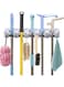 ECVV Mop and Broom Holder Wall Mount Heavy Duty Broom Holder Wall Mounted Broom Organizer Home Garden Garage Storage Rack 5 Position (grey)