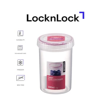 LocknLock Twist Round Container 330ml &ndash; BPA-Free, Airtight, Leakproof, Freezer &amp; Dishwasher Safe