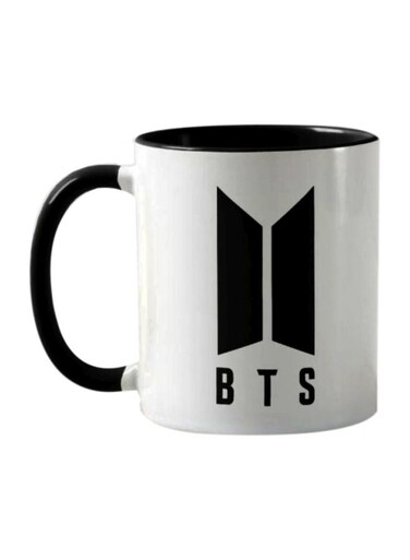 Piece BTS Logo Printed Mug White/Black