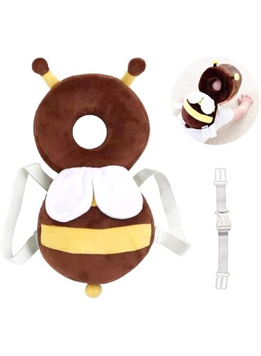 PUPU Baby Head Protector - Baby Walker Protective Head Adjustable Baby Safety Mat Protective Head Cute Bee Suitable Age 4-36 Months (Brown)