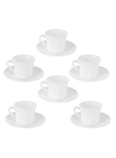 12 Piece Opalware Cup and Saucer Set- DC3403