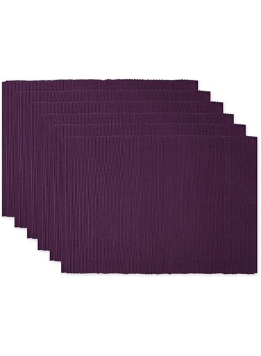 DII Ribbed, Placemat Set, Eggplant 6 Count, CAMZ33242