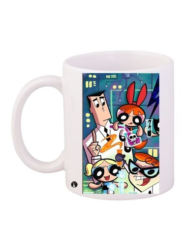 The Powerpuff Girls Printed Coffee Mug White/Black/Green 11ounce