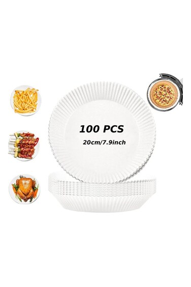 100pcs Air Fryer Disposable paper Liner, Air Fryer Liners Round, Baking Paper for Air Fryer Water-proof, Parchment Paper for Baking Roasting Microwave,20cm/7.9inch