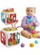 7 in 1 Montessori Baby Toys for 3+ Year Old - Sensory Bins Toys, Travel Pull String Toy and Shape Sorter and Stacking Building Blocks and Suction Cup Spinner Toys, Birthday for Baby