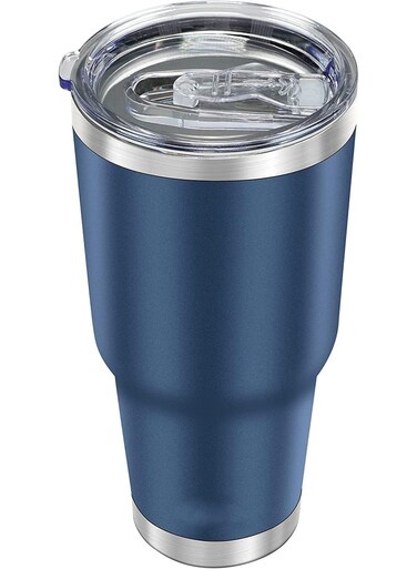 30oz Tumbler, Stainless Steel Vacuum Insulated Water Coffee Tumbler Cup, Double Wall Powder Coated Spill-Proof Travel Mug Thermal Cup, for Home Outdoor (Navy Blue, 1 Pack)