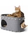 Homodoskey Cat Cave Beds for Indoor Cats, Pet Cat House for Multiple &amp; Large Cats Up to 22 Lbs, Scratch Resistant Peekaboo Cat Caves, Foldable Cat Hideaway Enclosed Bed (Light Gray, 22.8x12.9x11.8in)