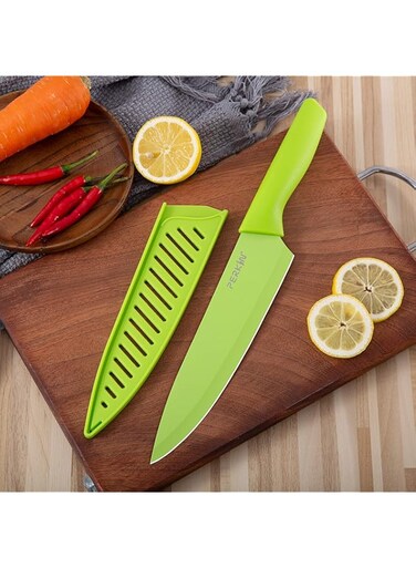 Perkin Chef Knife Kitchen Knife with Sheath Cooking Knife Stainless Steel with Non Stick Coating Ergonomic Handle