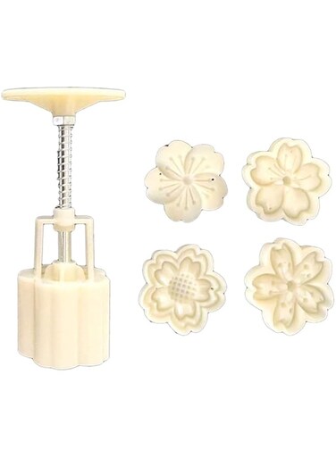 BYOTINE 50g Plum Flower Shape Pastry Moon Cake Cakes Molds Mooncake Cookie Mould Cutter Hand Pressure Plastic Baking Accessories Mooncake Press Molds