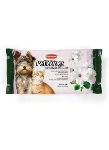 Padovan PET WIPES WHITE MUSK 40 PCS FOR DOG &amp; CAT