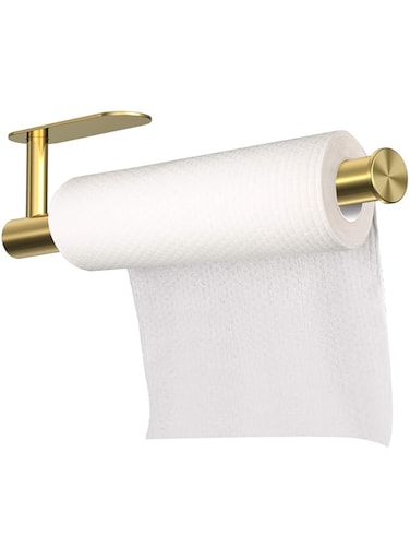 MBVVLZJVN Adhesive Paper Towel Holder, No Drilling Paper Tower Rack, Stainless Steel Rust-Proof and Durable, Suitable for Kitchen, Bathroom,11.8 inch,Gold