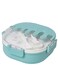 Twisoo Bento Stainless Steel Lunch Box for Kids Adults 3 Compartment Plastic Cute Ice Cream Lunch Snack Containers with Fork and Spoon - Double Decker BPA Free Leakproof (Green)