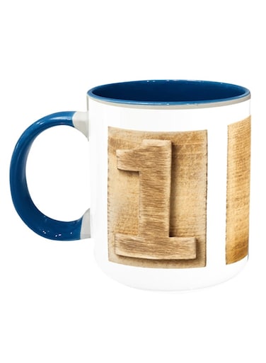 Number 1 Printed Ceramic Coffee Mug Blue/White/Brown