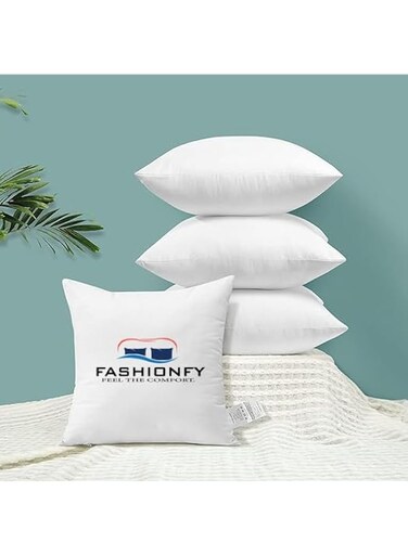 FASHIONFY&reg; Luxury Cushion Filler PACK OF 4 - Cushion Insert 20" x 20" - Hollowfibre Cushion Inner Pads - Polycotton Cover for Sofa Couch Bed Outdoor (4, 50x50 cm)