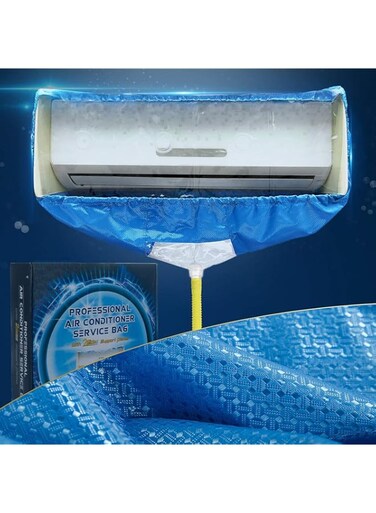 Moonmen Split Air Conditioner Cleaning Cover, Waterproof Bag with Two Sides Support Plates and Drain Outlet Water Pipe Dust Washing Bag for Wall Mounted AC Large Size 2P-3P (All-package)