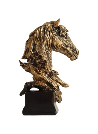 Benting Resin Horse Head Bust Statue Sculpture Ornaments,Modern Home Office Figurine Decor Desktop Decoration(Golden)