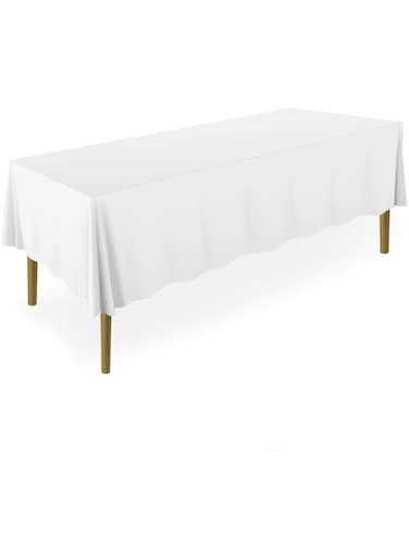 Lann's Linens - 60" x 102" Premium Tablecloth for Wedding/Banquet/Restaurant - Rectangular Polyester Fabric Table Cloth - White