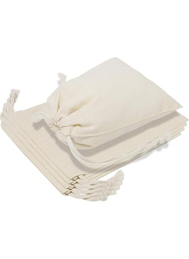 GeRRit 5 pcs 5.9 x 7.88 inch Reusable Produce Bags, Bags with Drawstrings for Shopping and Storage, 100% Natural Cotton Bags, Washable, Biodegradable, for Fruit Vegetable and More, Food Safe
