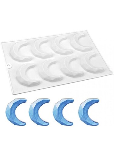 Goodern 3D Moon Silicone Mold,Crescent Moon Silicone Mold Eid Decoration Cake Molds,Small Moon Shape Cake Pan for DIY Mousse,Cake,Chocolate,Bread,Eid Ramadan Party Decorations Kitchen Baking Tools