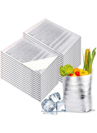 NALACAL 100 Pcs Reusable Insulation Bags, Self-seal Thermal Box, Liners Metalized Box Liners Lunch Food Box Packing, Pouches Insulation Lining Waterproof Insulation Grocery Delivery Package