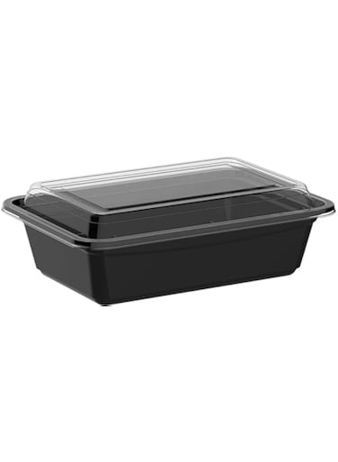 Blueberry 700ml - Rectangular Disposable Food Container - Black Base With Clear Lid (HOT &amp; COLD USE) 24 ounce (15)
