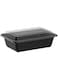 Blueberry 700ml - Rectangular Disposable Food Container - Black Base With Clear Lid (HOT &amp; COLD USE) 24 ounce (15)