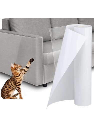 Anti Cat Scratch Furniture Protector 236 x 12 Inch Large Couch Protector for Cats Single-Sided Sticky Couch Protector Clear Couch Corner Guards Tape for Furniture Couch Sofa Door Walls
