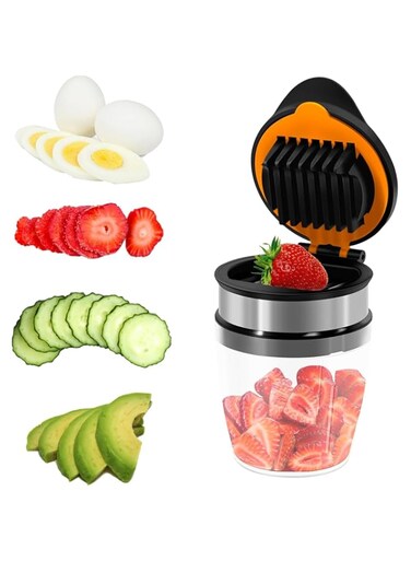 NimbusNote Strawberry Slicer Cup, Fruit Cup Slicer Cup Chopper for Strawberries Egg Banana Slicer Quickly Making Fruit Vegetable Salad Strawberry Cutter Mini Slicer Kitchen Gadget