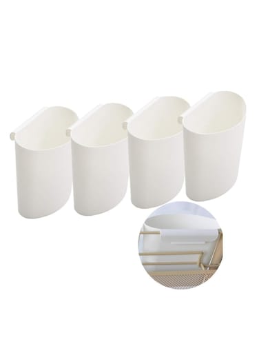 4Pcs Hanging Cup Holder Rolling Cart Accessories Hanging Bins Desktop Container，Space Saver (White)