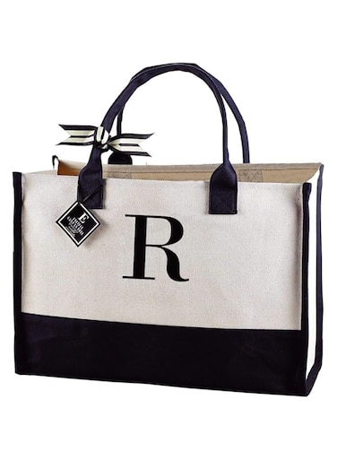 Mud Pie Initial Canvas Tote Bags