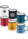 P&amp;P CHEF 16 Oz Enamel Mug Coffee Cup Set of 6, Camping Enamel Mug with Patterns &amp; Handle for Tea Soup Milk, Corlorful Gift for Camp Home Office, Lightweight &amp; Durable