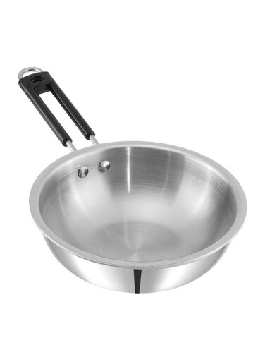 Futuretec Triply Stainless Steel Wok &acirc;&euro;&ldquo; 24 cm, 2.5 mm Thick Wok   Ideal for Stir-Frying, Saut&Atilde;&copy;ing &amp; Tossing   Healthy Cooking with Less Oil &amp; Even Heat Distribution