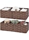 Angju Bathroom Baskets for Organizing, Toilet Storage Basket Waterproof, Wicker Tank Basket with 2 Dividers, Brown, 2-Pack