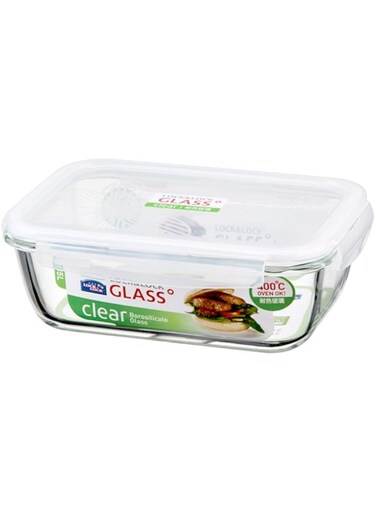 LocknLock GLASS, 5.7 Cup, Borosilicate Glass, Oven Safe, BPA Free, 100% Airtight, Glass Rectangular Food Storage Container with Lid